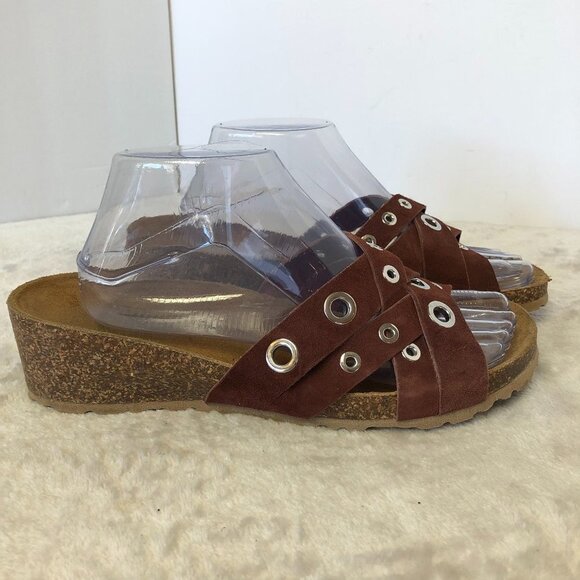 San Giorgio Wine Criss Cross Leather Strap Summer Sandals Size 9 - Picture 2 of 10